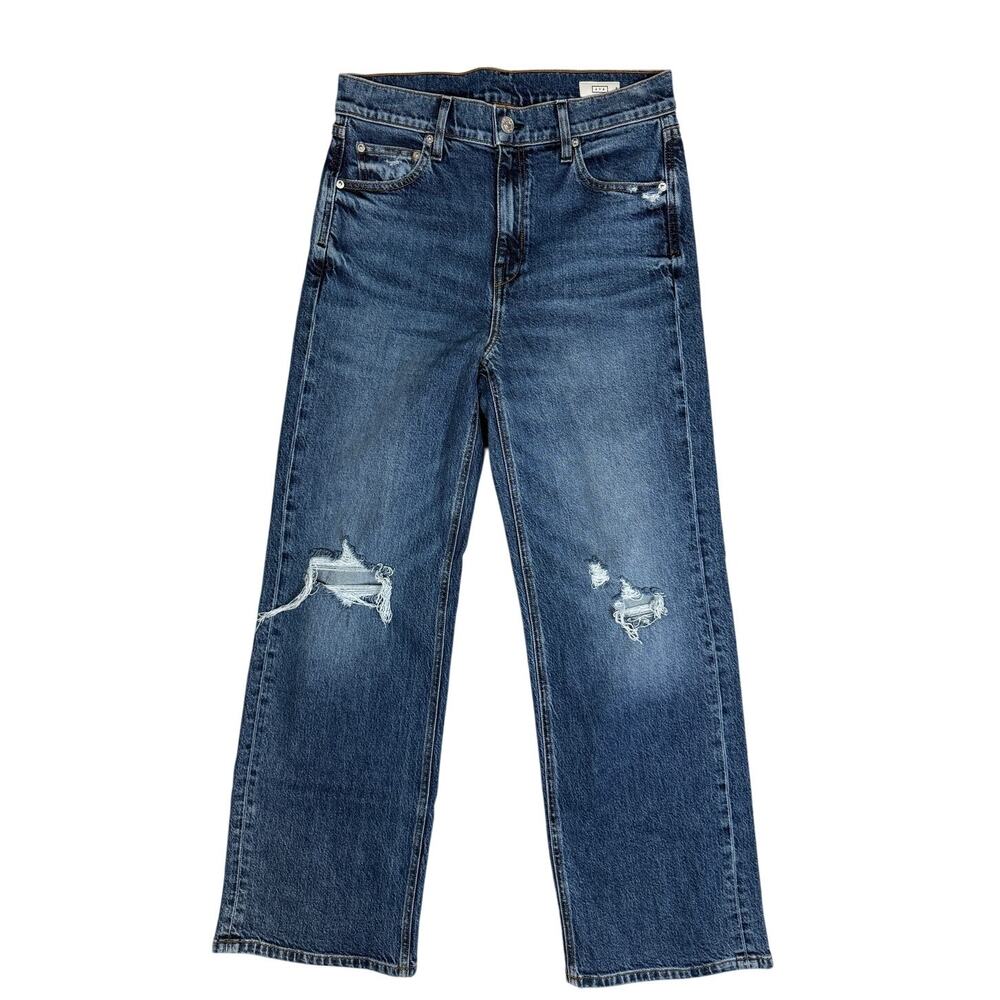 AYR The Secret Sauce Wide Leg High Rise Jeans Distressed Medium Wash 29S